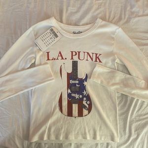 Brandy Melville White Graphic Long Sleeve